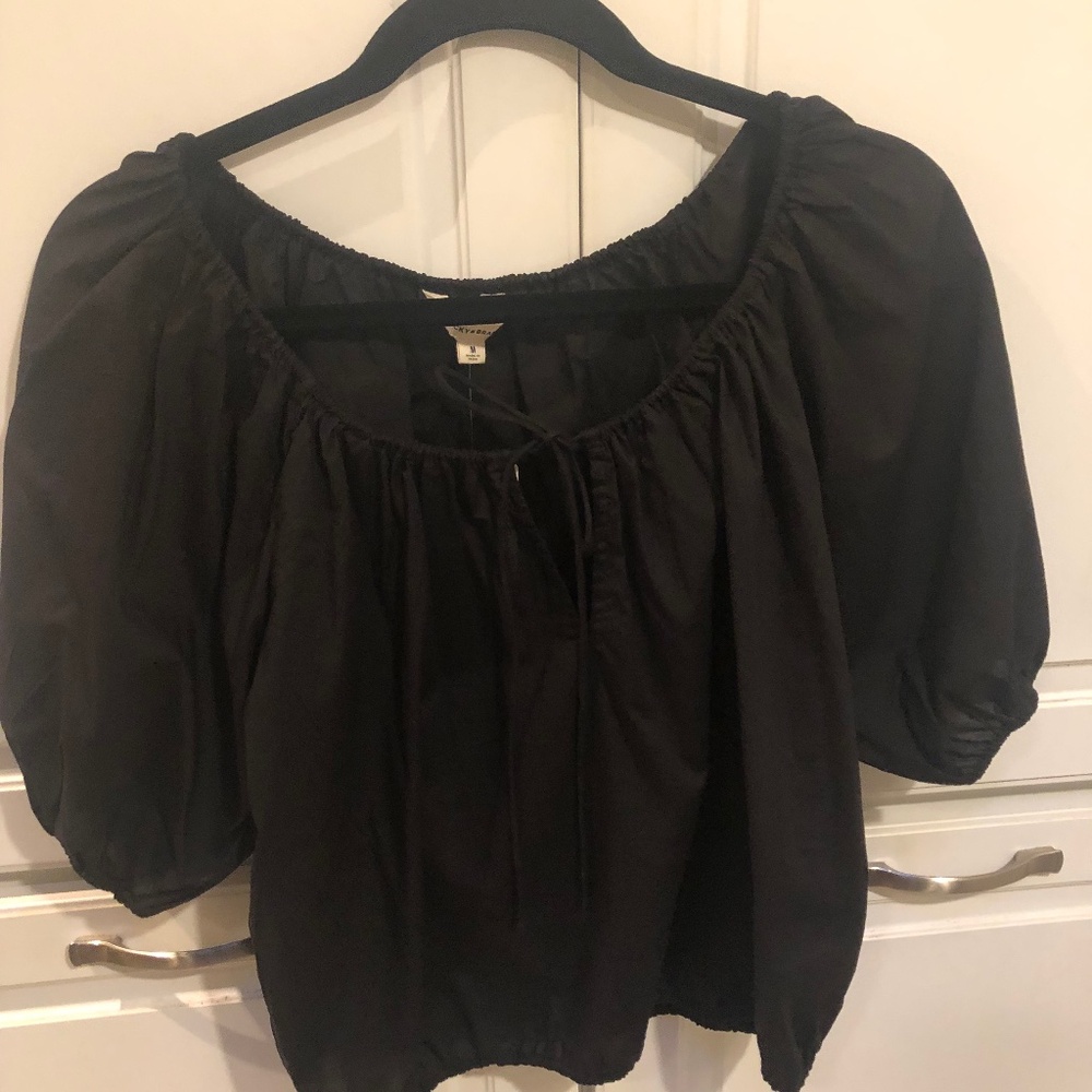 NWT Lucky Brand 100% Cotton Poplin Key-Hole Top